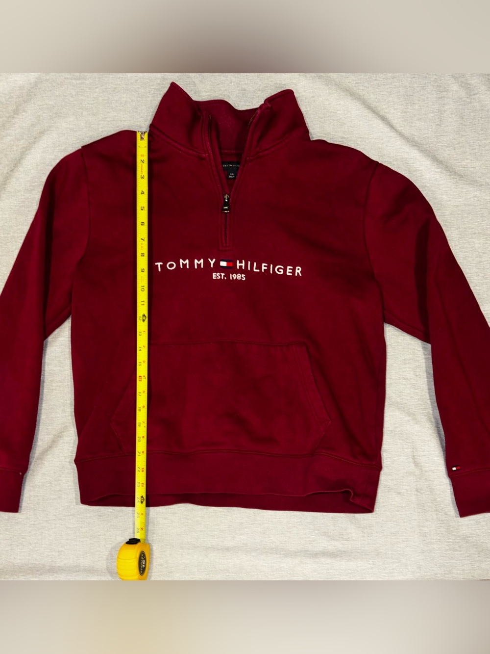 Tommy Hilfiger Men's Zip-Up Pullover Sweatshirt - Burgundy - Picture 2 of 4
